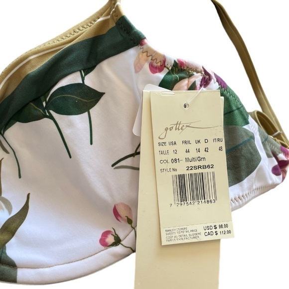 New! Gottex Floral Print Contrast Trim Underwire Bikini - TOP - Picture 9 of 9